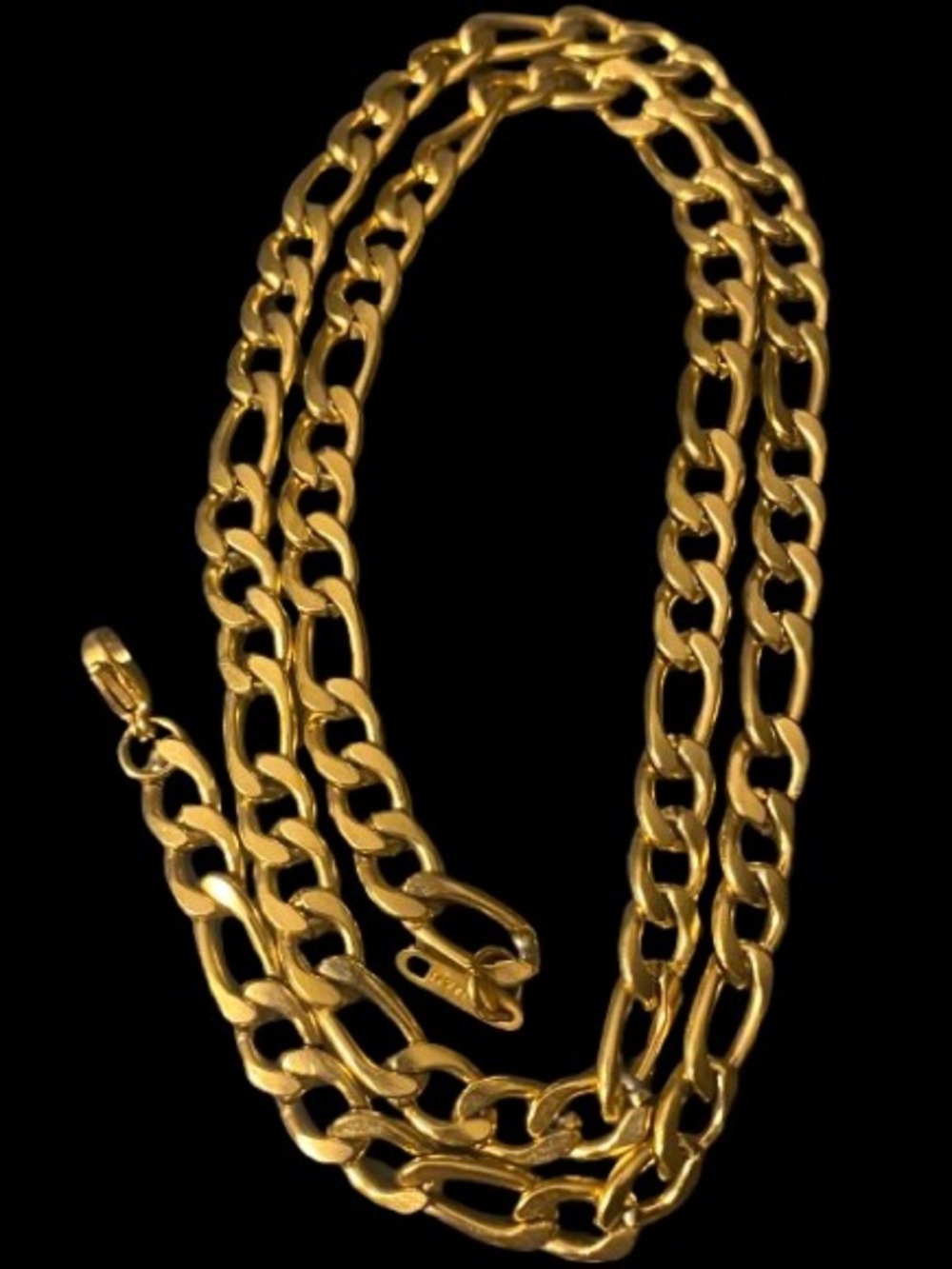 HZMAN Men Women 24k Gold Plated Figaro Chain Stainless Steel 22” Necklace 7 mm
